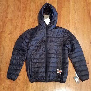 NWT Hawke & Co Mens Black Packable Hooded Poly Down Puffer Coat Jacket Size S